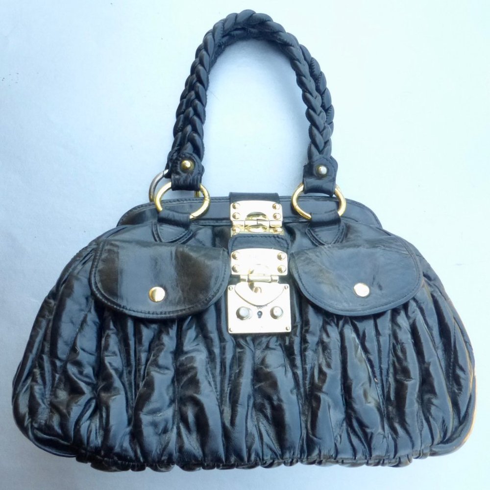 Authentic MIU MIU Matelasse Handbag Coffer Ruched
